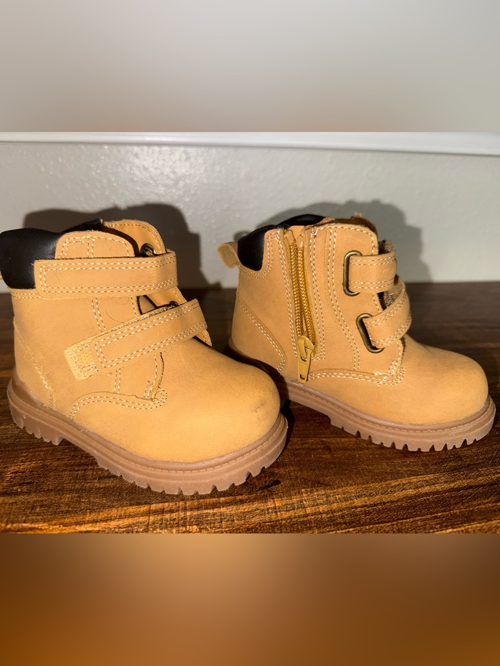 Kids Tan Ankle Boots with Side Zip
